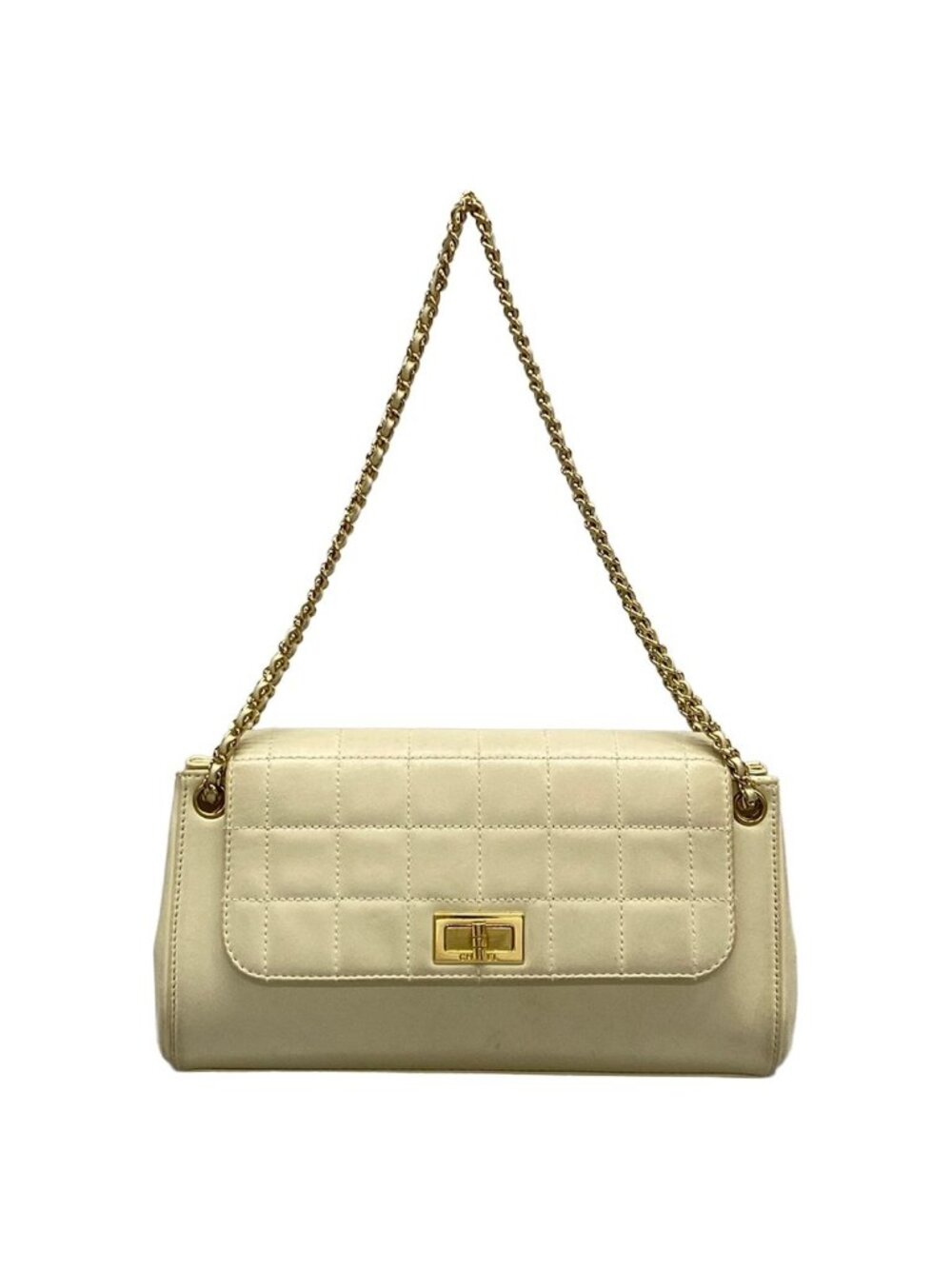 Chanel Shoulder Bag Ivory Flap Gold Chain Lambskin